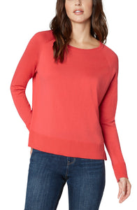 Cozy Chic Raglan Sweater in Coral