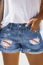Load image into Gallery viewer, Baseball Patch Denim Shorts
