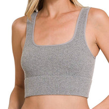 Load image into Gallery viewer, Ribbed Square Neck Cropped Tank Top