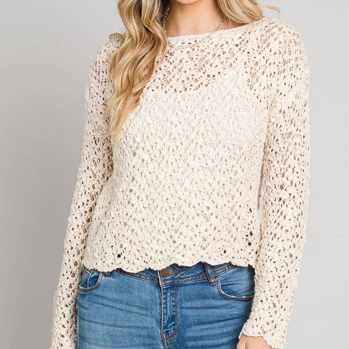 Top Layer Crop Crochet Sweater