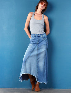 Selina Pieced Denim Maxi Skirt