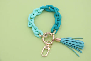Candy-colored PVC Chain Tassel Wristlet Keychain Bracelets