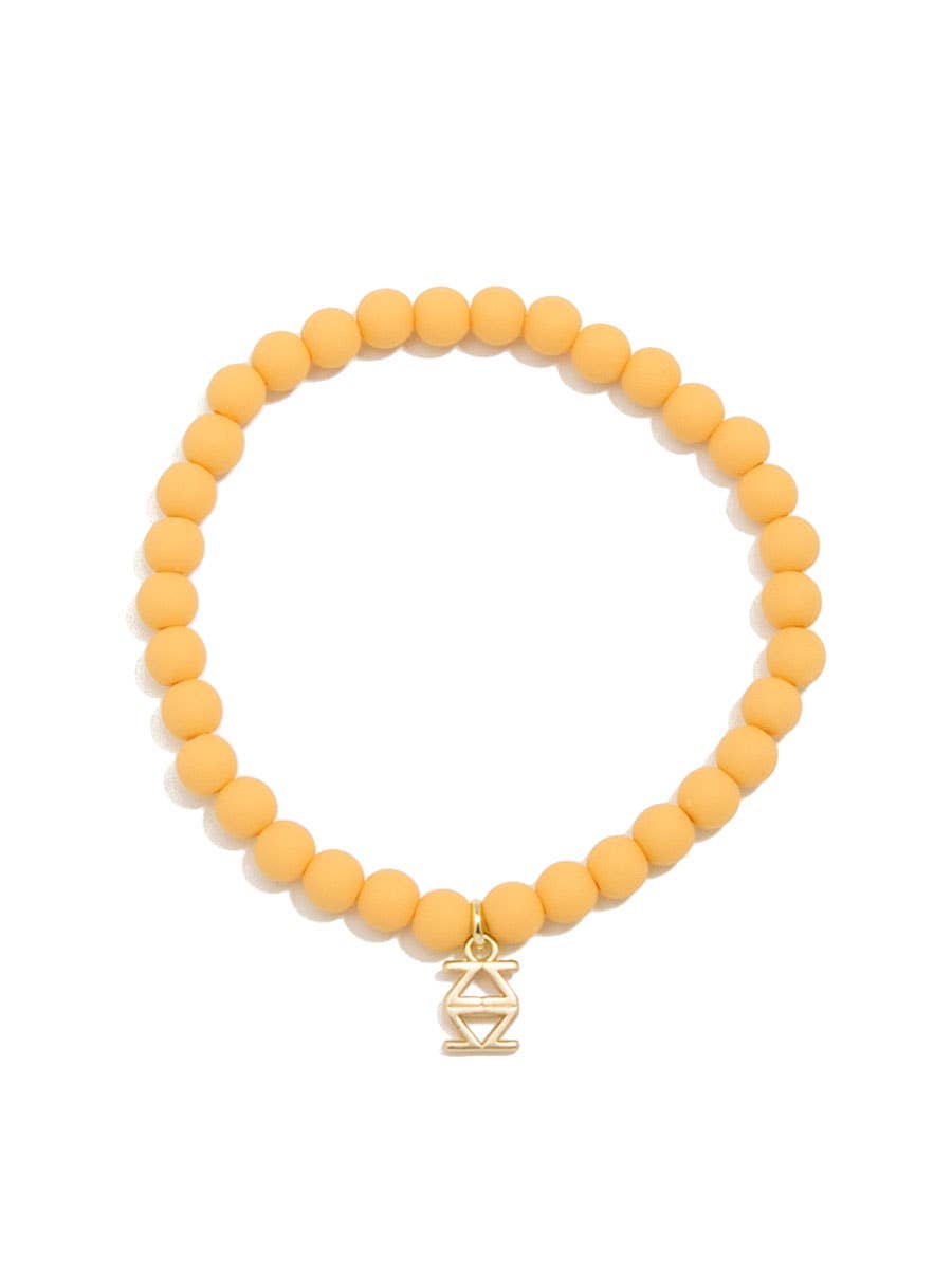 Small Matte Beaded Stretch Bracelet: Honey