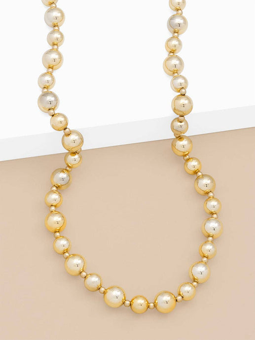 Long Gold Bead Necklace