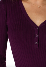 Load image into Gallery viewer, 3/4 Sleeve Rib Knit Henley