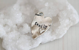 Jennifer Dahl Designs LLC - Hand Stamped Rustic Heart Family Charm