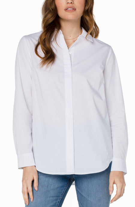 Hidden Placket Shirt with Pleats