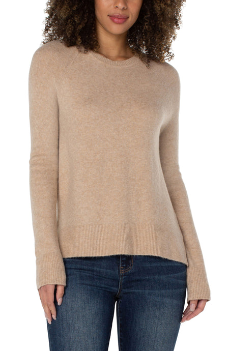 Raglan Sweater w/ Side Slit Oatmeal Heather