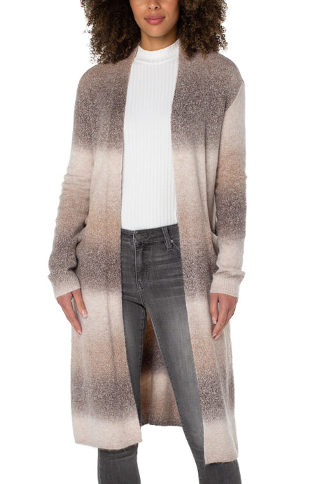 Open Front Long Line Cardigan Sweater