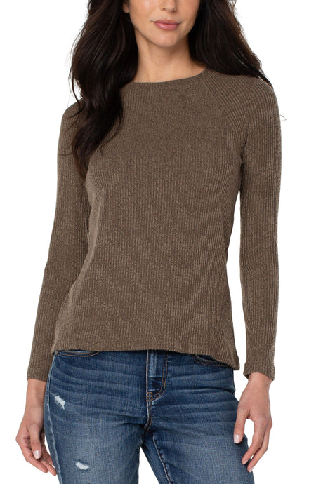 Texture Block Crew Neck Knit Top