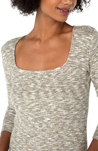 Square Neck 3/4 Sleeve Knit Top