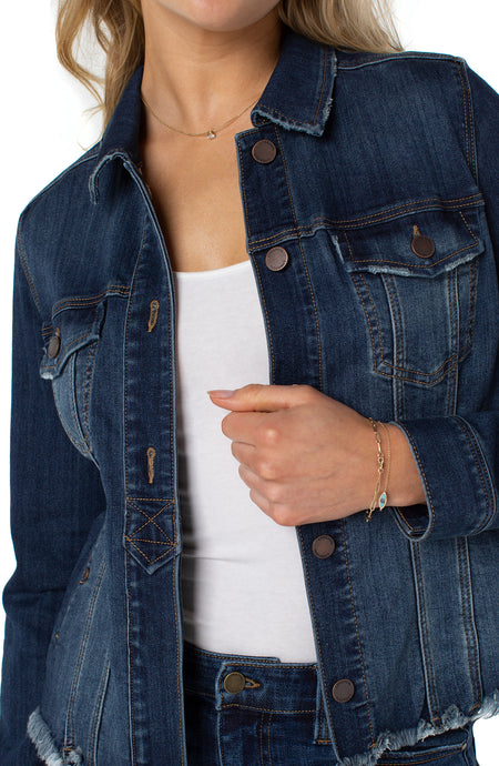 The Half Placket Raw Hem Trucker Jacket