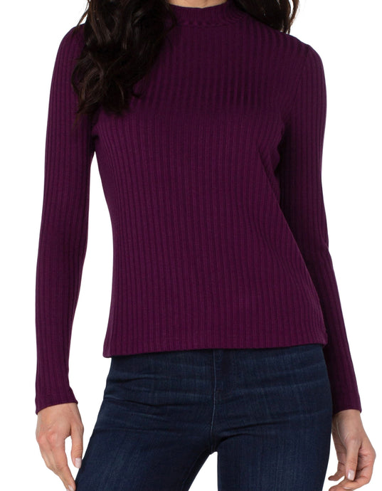 Mock Neck Long Sleeve Knit Top