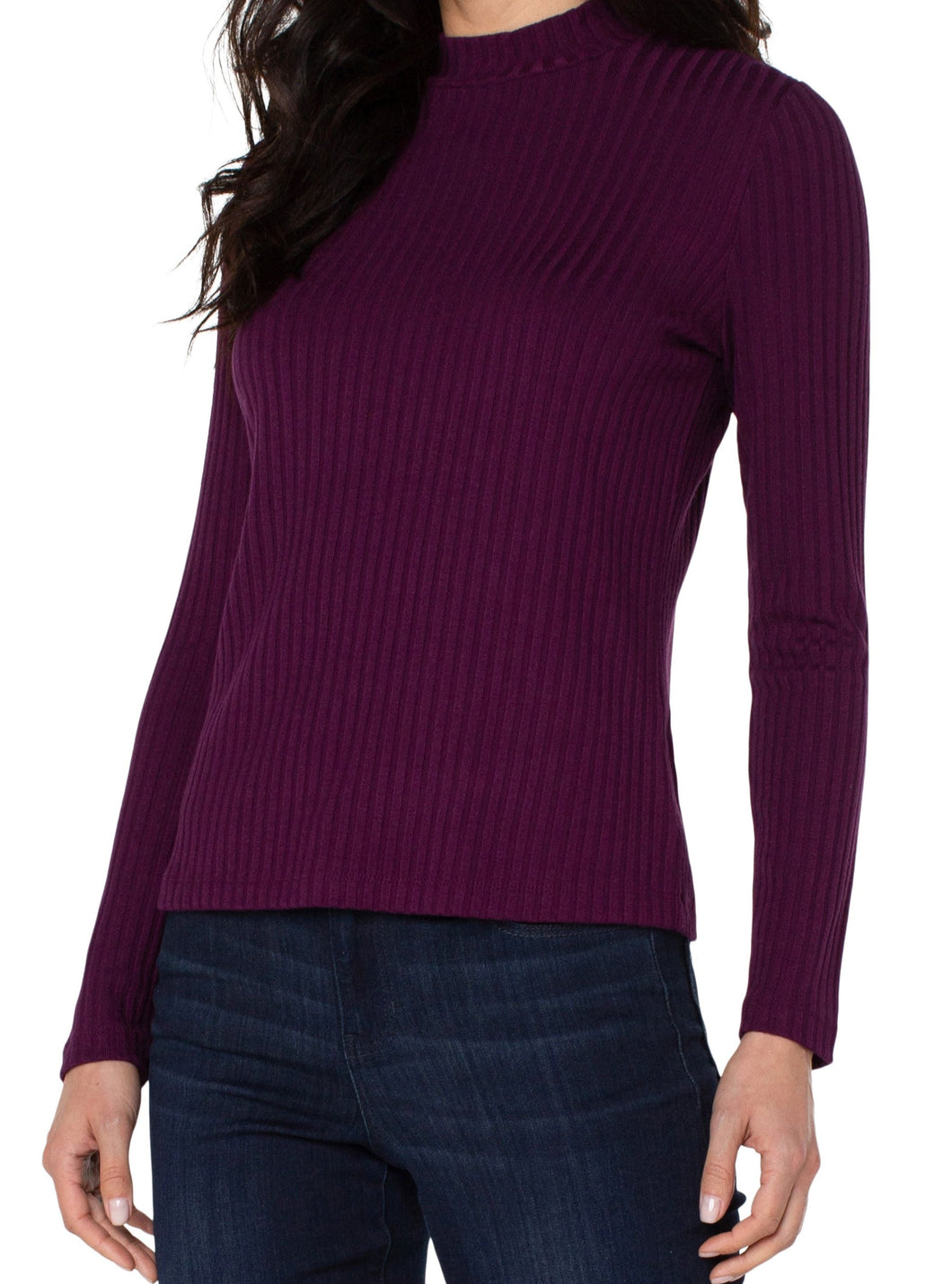 Mock Neck Long Sleeve Knit Top